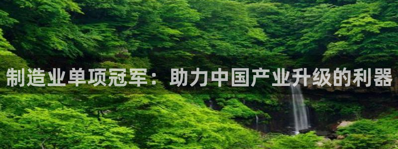 彩神平台能提现吗：制造业单项冠军：助力中国产业升级的利器