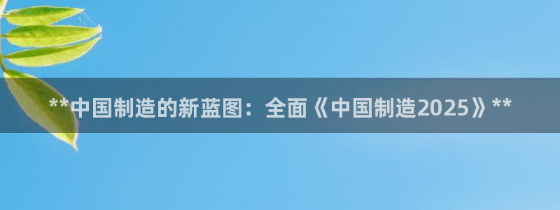 新版彩神v8登录教程：**中国制造的新蓝图：全面《中国制造2