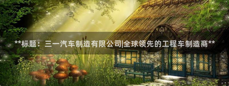 彩神v8购彩大厅登：**标题：三一汽车制造有限公司|全球领先的工程车制造商**