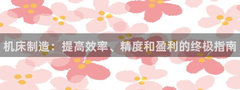 彩神平台是什么套路：机床制造：提高效率、精度和盈利的终极指南