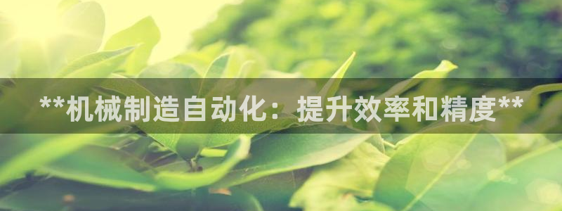 彩神8购彩-购彩大厅：**机械制造自动化：提升效率和精度**