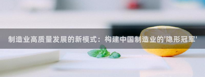下载彩神乐发V1：制造业高质量发展的新模式：构建中国制造业的\'隐形冠军\'